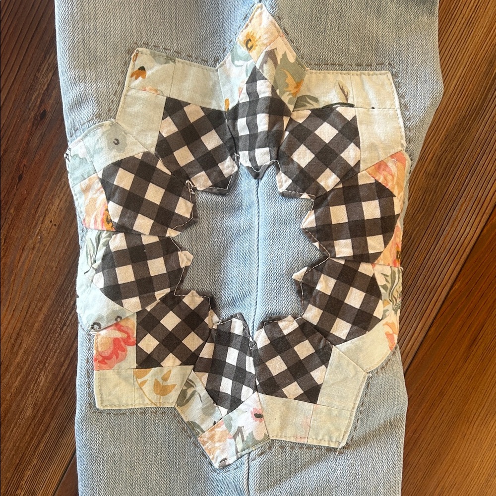 Gloria Vanderbilt Light Blue Patchwork Straight L… - image 2